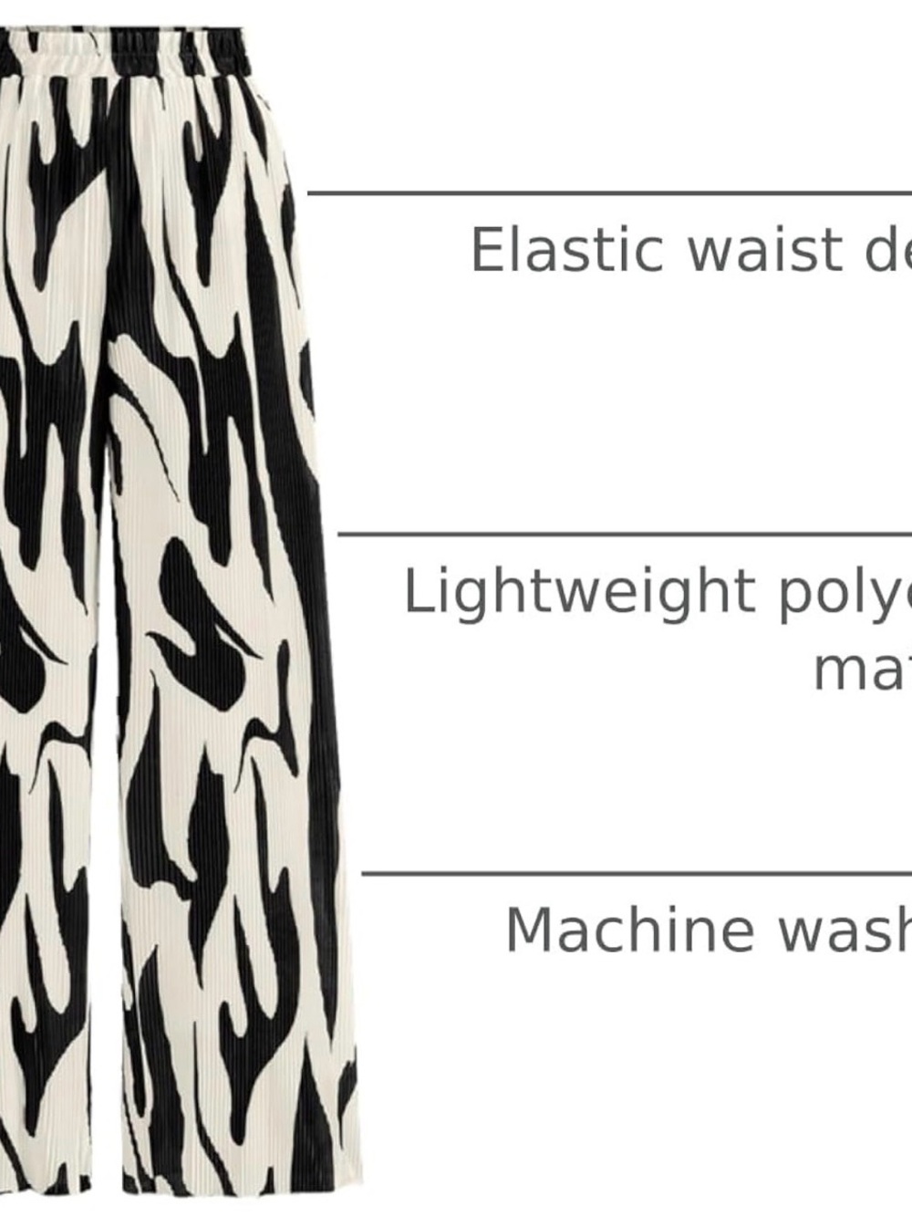 Wide Leg Zebra Print Pants - Black & White - Picture 5 of 10